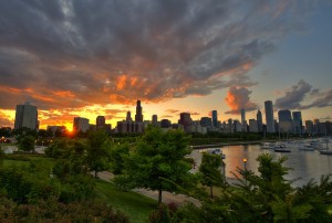 View from Museum Campus at sunset - web